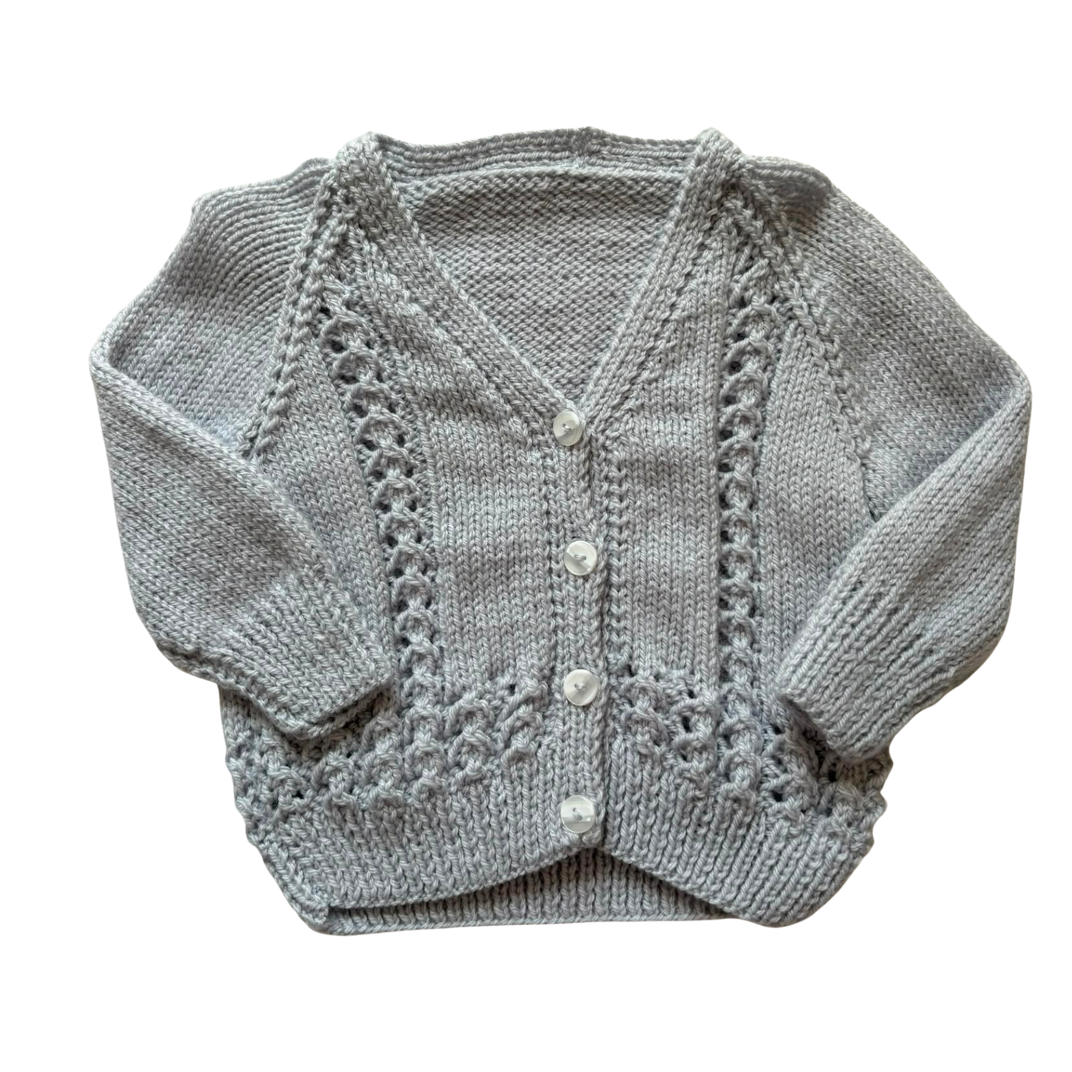 Grey 6-9 Months Hand-Knit Cardigan