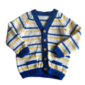 Blue, Yellow and White 2-3 Years Hand-Knit Cardigan