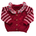 Pink Stripe Liberty Collar 9-12 Months Hand-Knit Cardigan