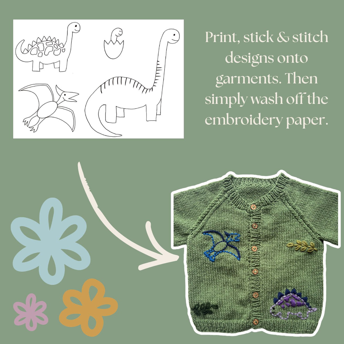 DIY Embroidery Kit - Dinosaurs