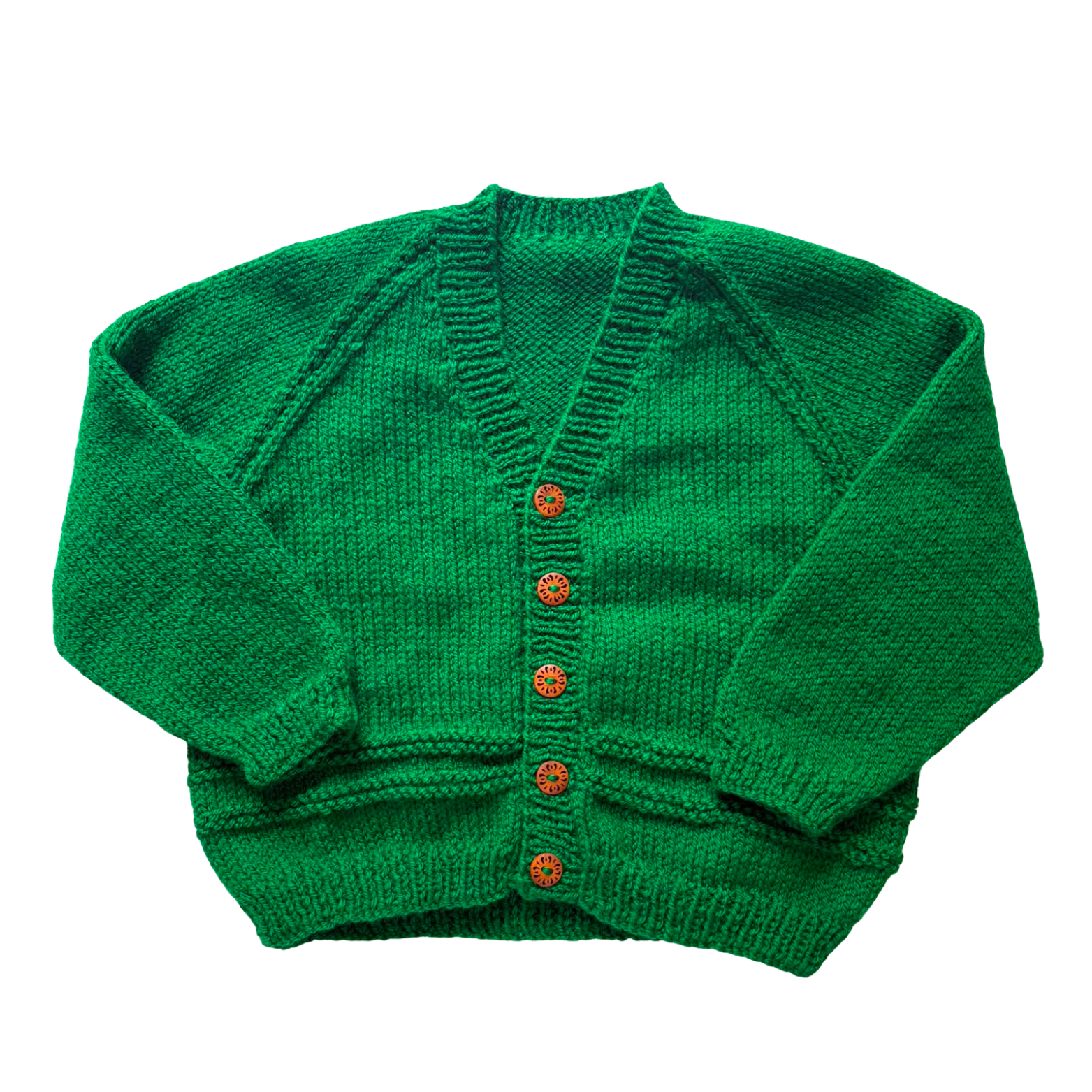 Green 2-3 Years Hand-Knit Cardigan