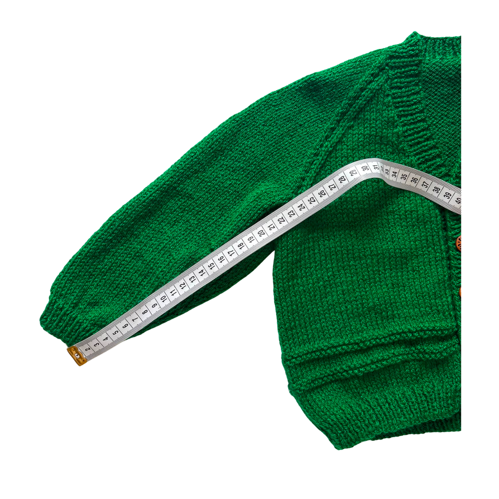 Green 2-3 Years Hand-Knit Cardigan