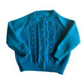 Two Tone Blue 1-2 Years Hand-Knit Cardigan