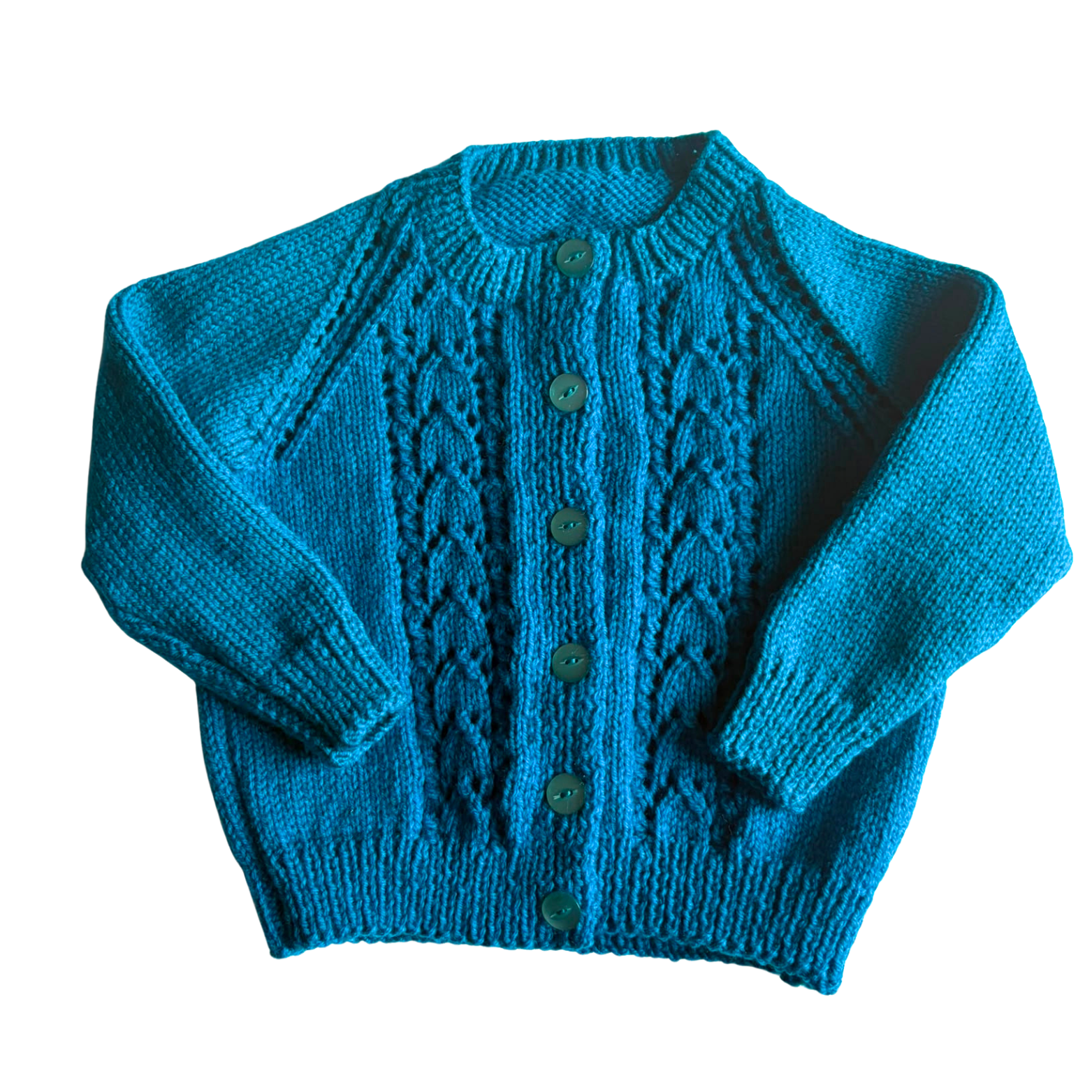 Two Tone Blue 1-2 Years Hand-Knit Cardigan