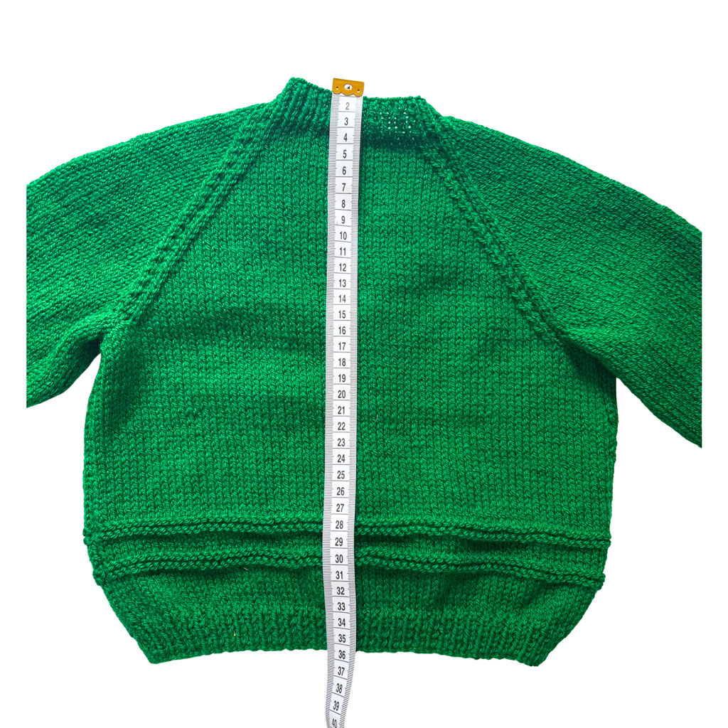 Green 2-3 Years Hand-Knit Cardigan