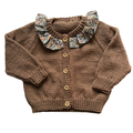 Mocha Liberty Collar 9-12 Months Hand-Knit Cardigan
