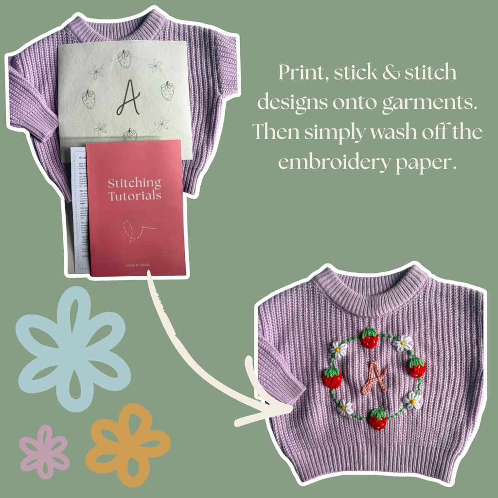 DIY Embroidery Kit - Strawberry and Daisy Wreath