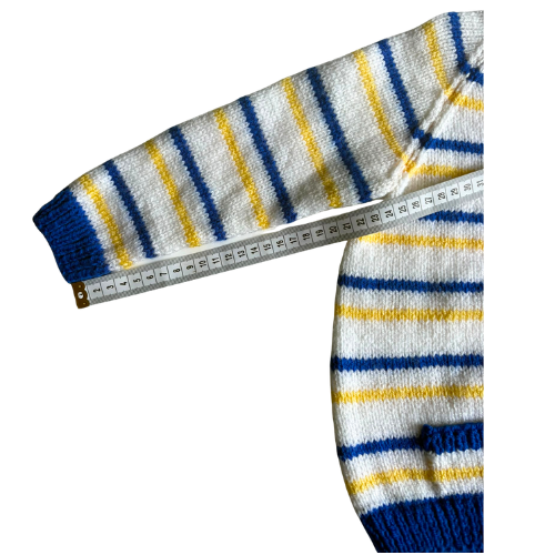Blue, Yellow and White 2-3 Years Hand-Knit Cardigan