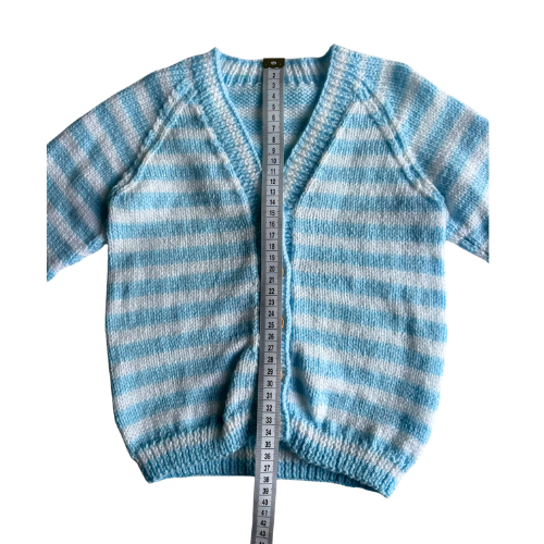 Blue and White 2-3 Years Hand-Knit Cardigan