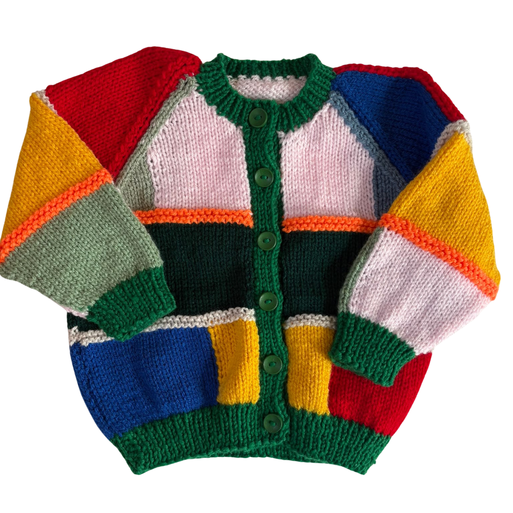 Multicoloured 1-2 Years Hand-Knit Cardigan