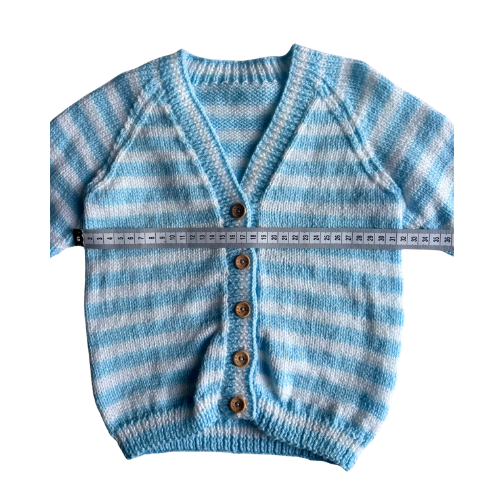 Blue and White 2-3 Years Hand-Knit Cardigan