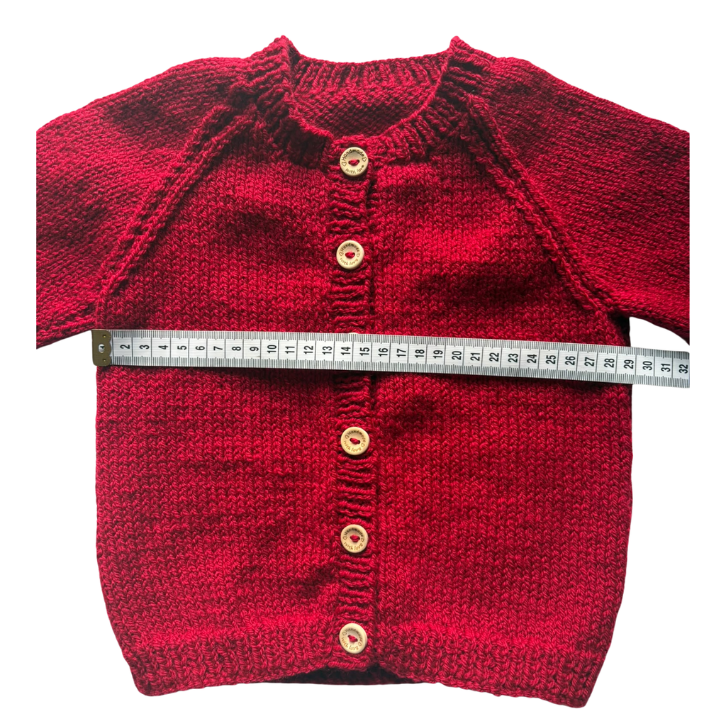 Red 1-2 Years Hand-Knit Cardigan