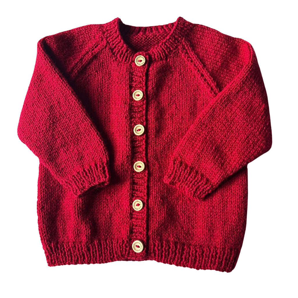 Red 1-2 Years Hand-Knit Cardigan