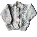 Rainbow Fleck 3-6 Months Hand-Knit Cardigan