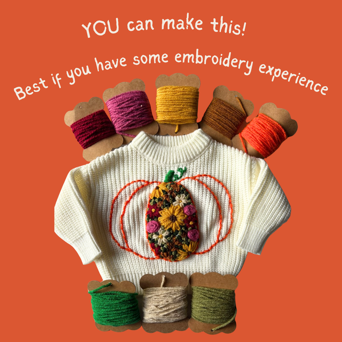 DIY Embroidery Kit - Floral Pumpkin
