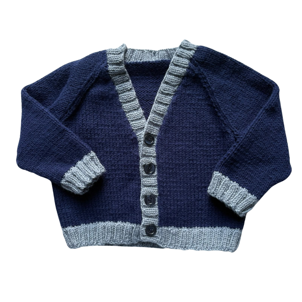 Navy 1-2 Years Hand-Knit Cardigan