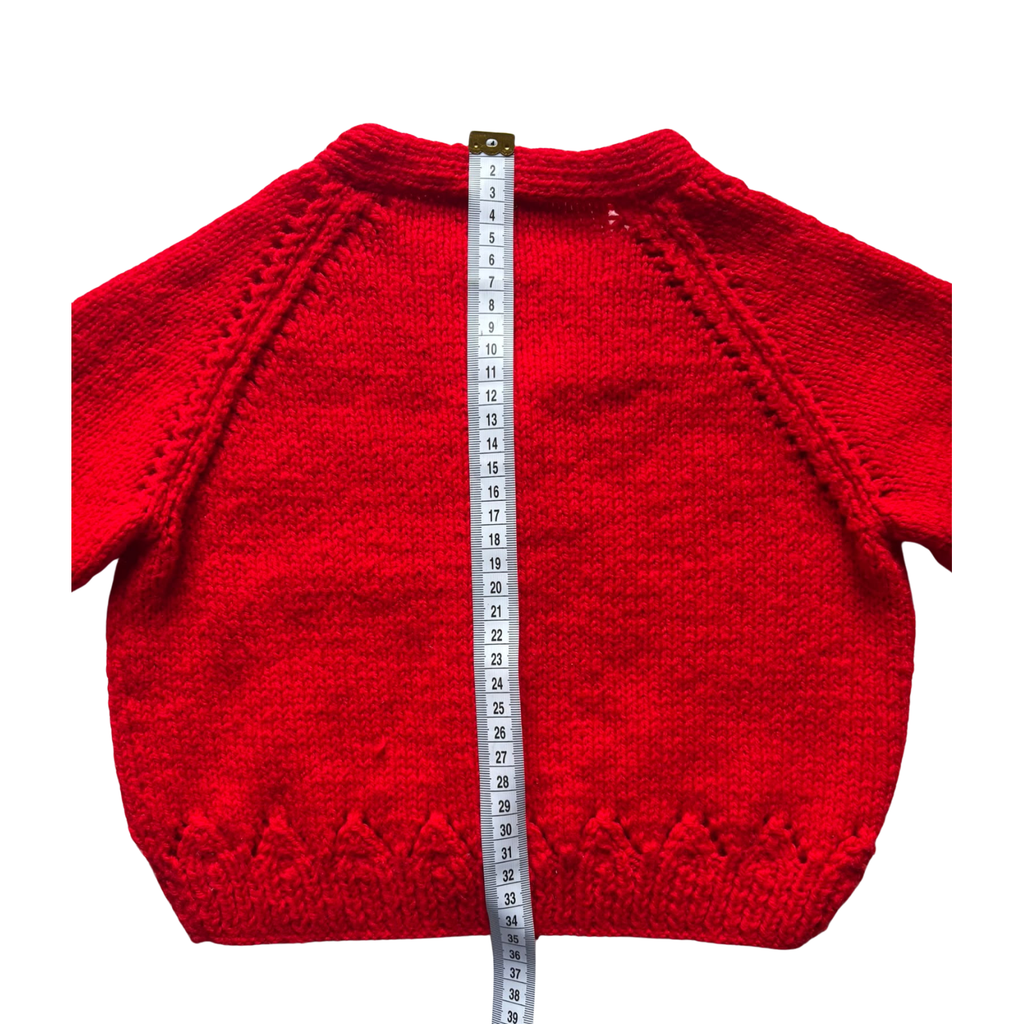 Red 1-2 Years Hand-Knit Cardigan