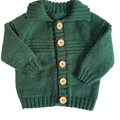 Dark Green 9-12 Months Hand-Knit Cardigan