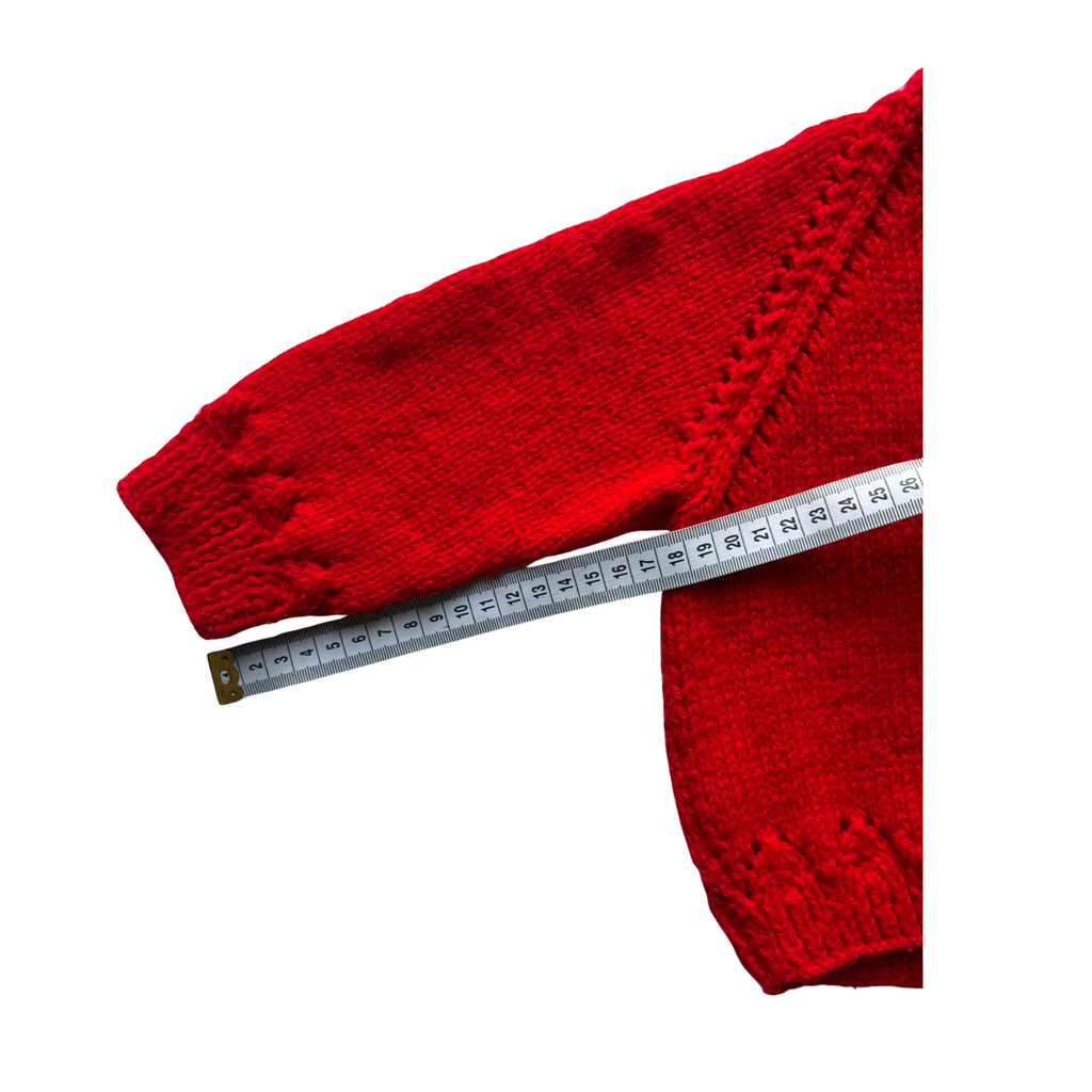 Red 1-2 Years Hand-Knit Cardigan