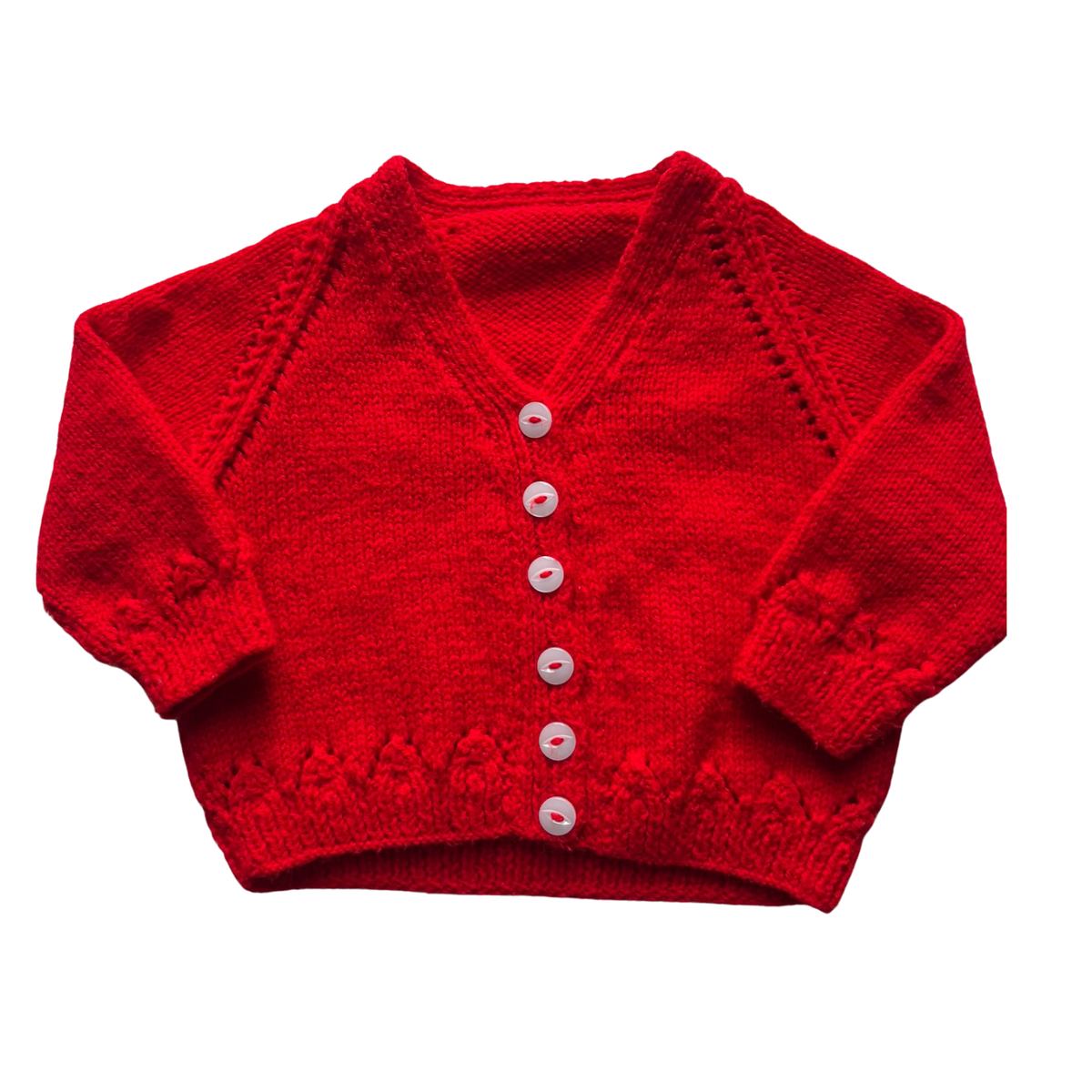 Red 1-2 Years Hand-Knit Cardigan