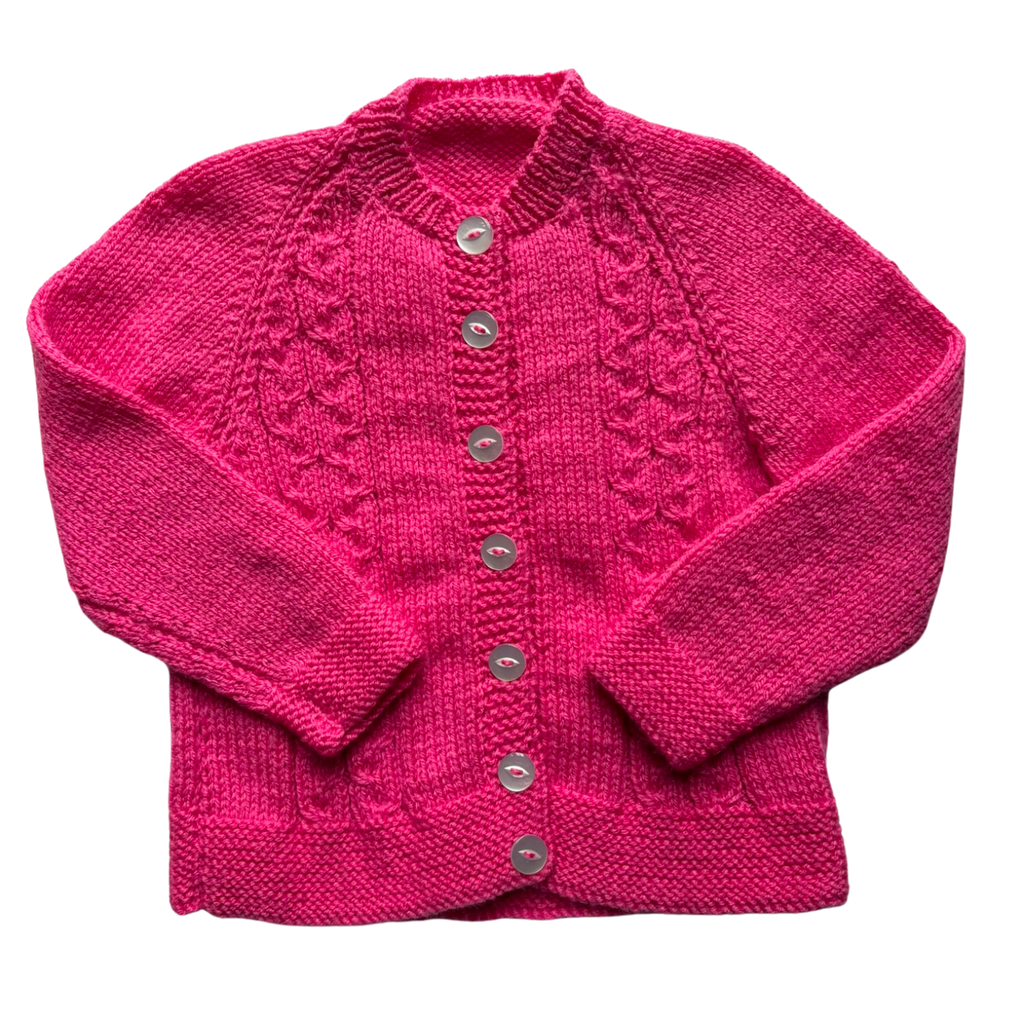 Pink 1-2 Years Hand-Knit Cardigan