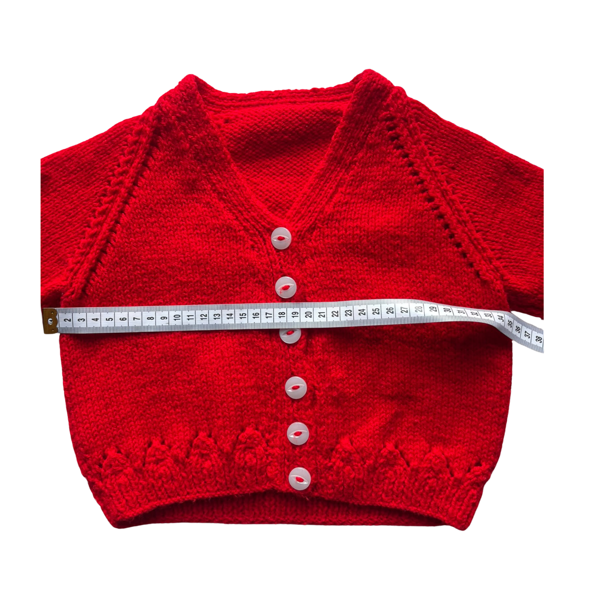 Red 1-2 Years Hand-Knit Cardigan
