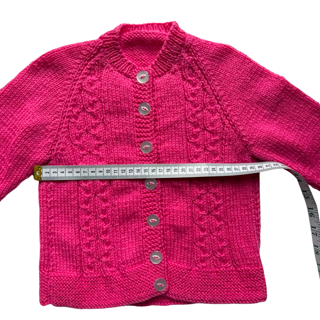Pink 1-2 Years Hand-Knit Cardigan
