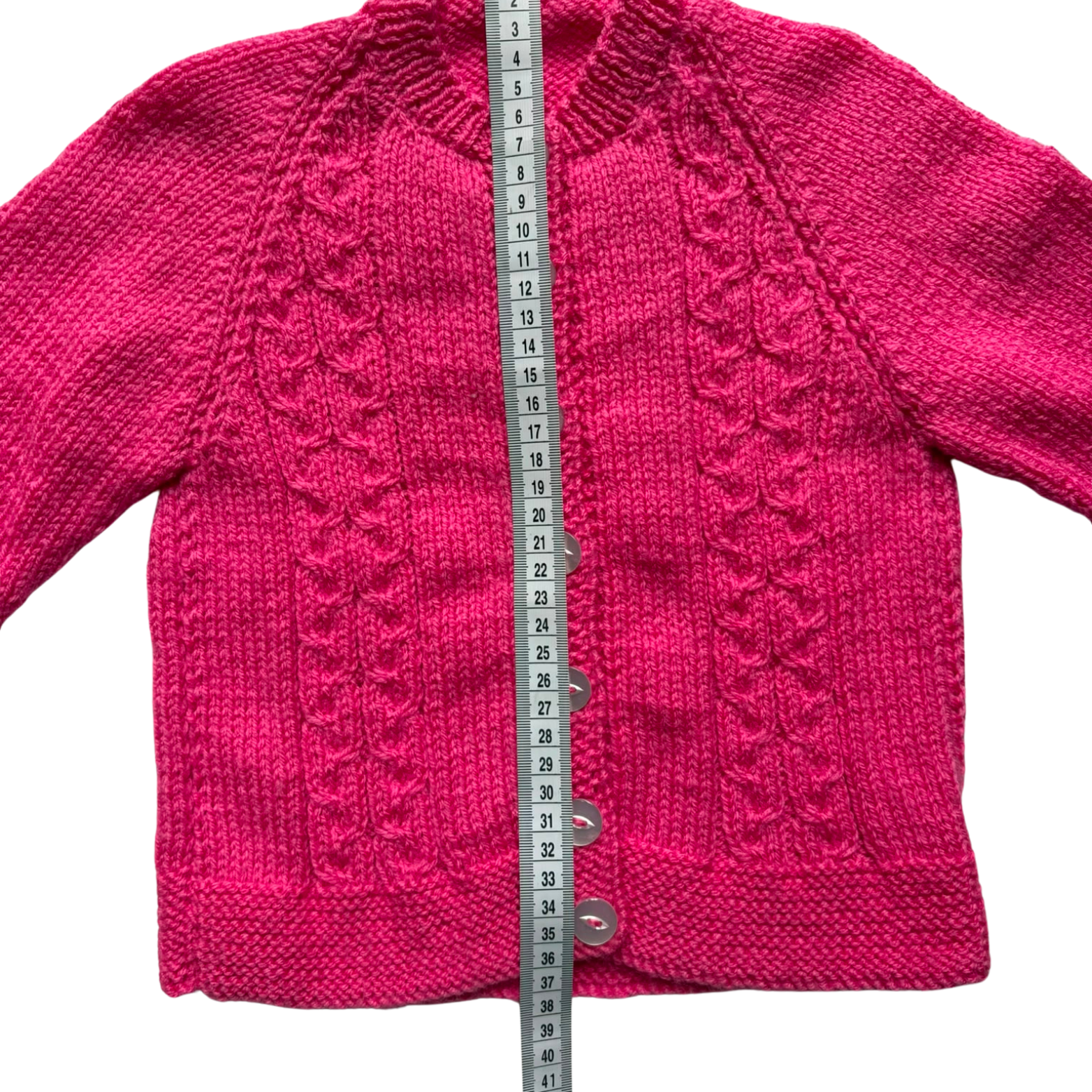 Pink 1-2 Years Hand-Knit Cardigan