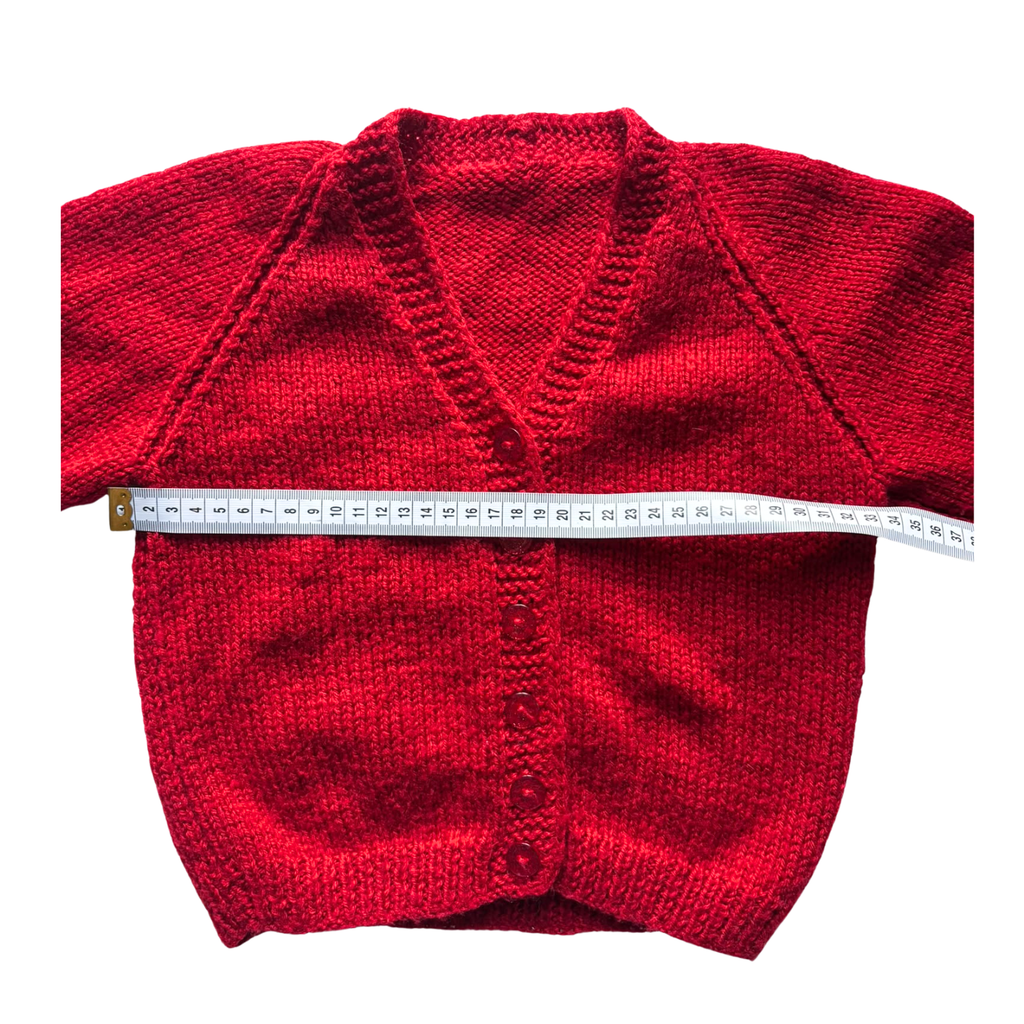 Red 2-3 Years Hand-Knit Cardigan