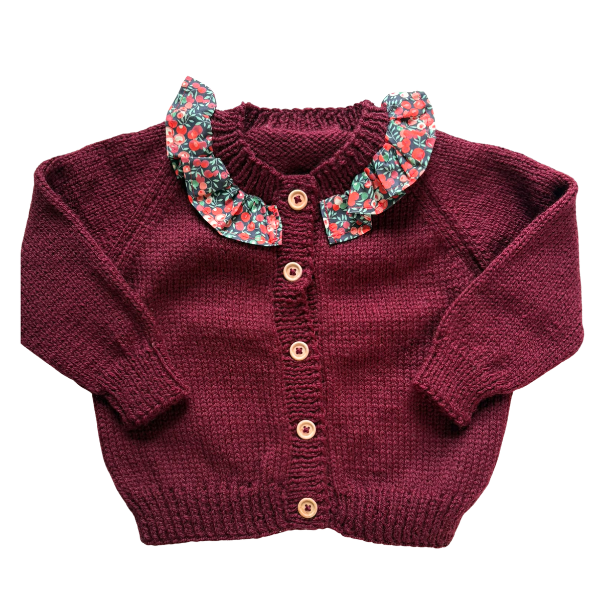 Red Liberty 1 - 2 Years Hand-Knit Cardigan