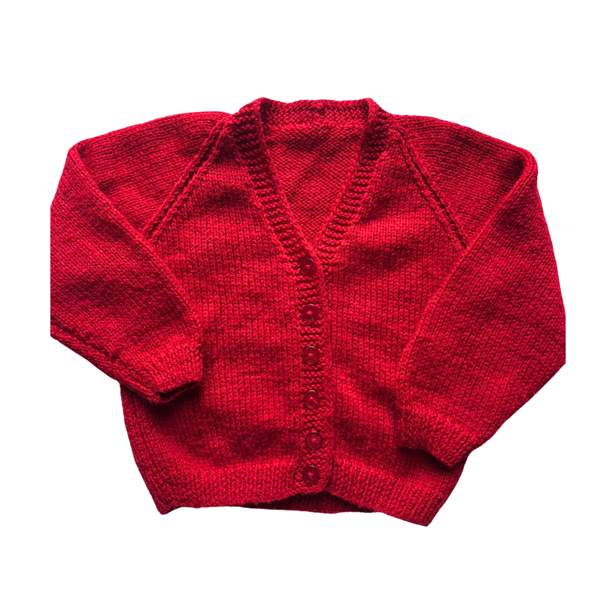 Red 2-3 Years Hand-Knit Cardigan