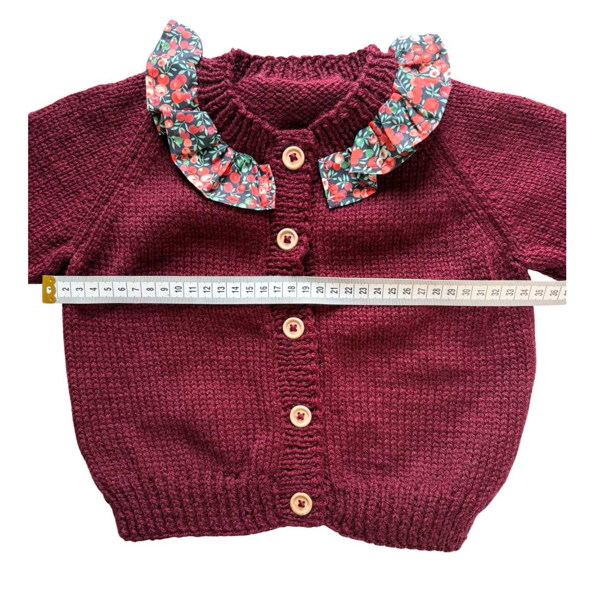 Red Liberty 1 - 2 Years Hand-Knit Cardigan