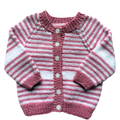 Pink Stripe 1 - 2 Years Hand-Knit Cardigan