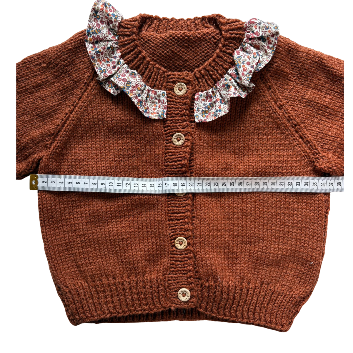Burnt Orange Liberty 2-3 Years Hand-Knit Cardigan