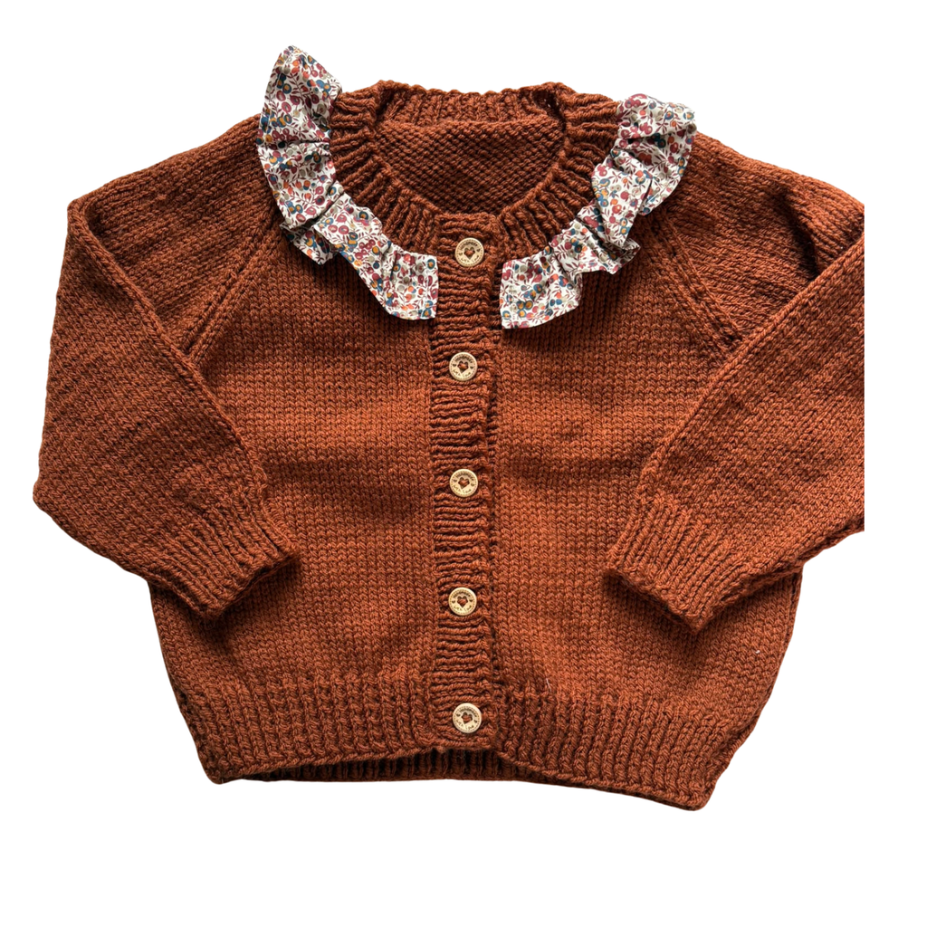 Burnt Orange Liberty 2-3 Years Hand-Knit Cardigan