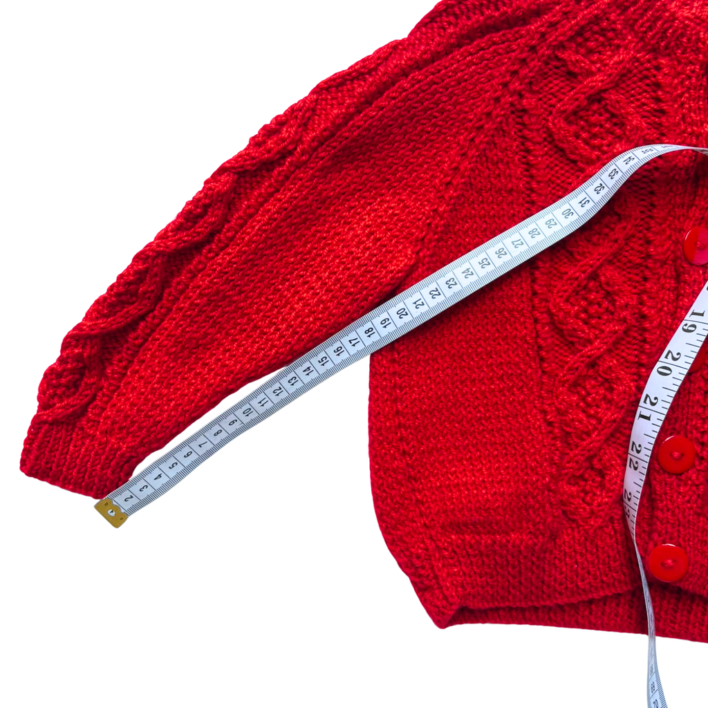 Red 1-2 Years Hand-Knit Cardigan
