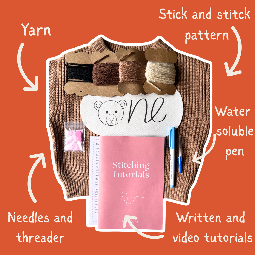 DIY Embroidery Kit - First Birthday Bear
