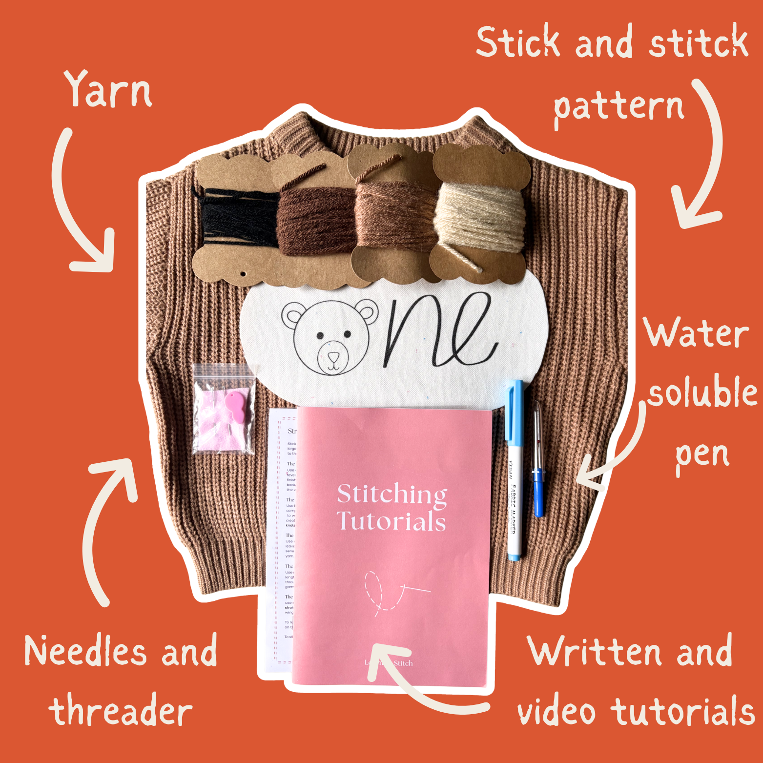DIY Embroidery Kit - First Birthday Bear