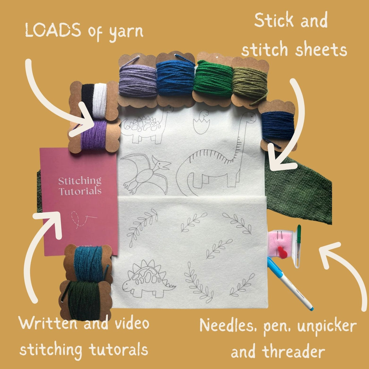 DIY Embroidery Kit - Dinosaurs