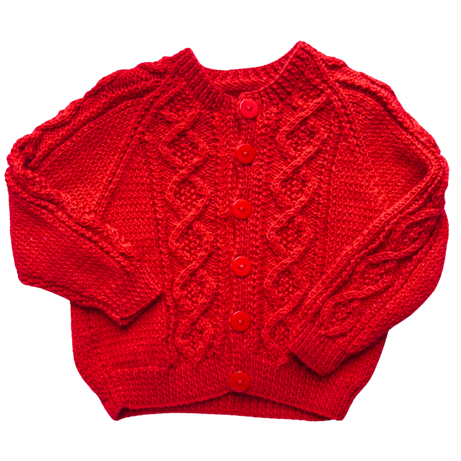 Red 1-2 Years Hand-Knit Cardigan