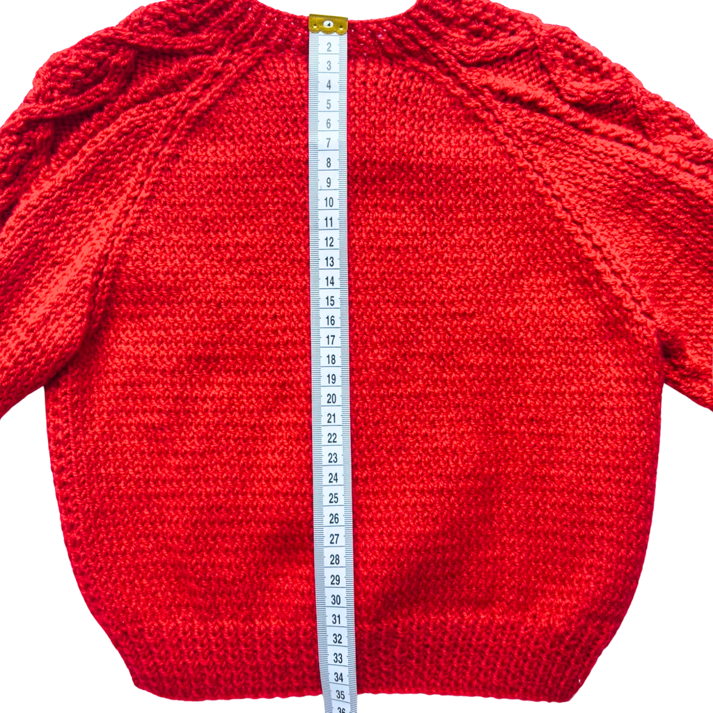 Red 1-2 Years Hand-Knit Cardigan