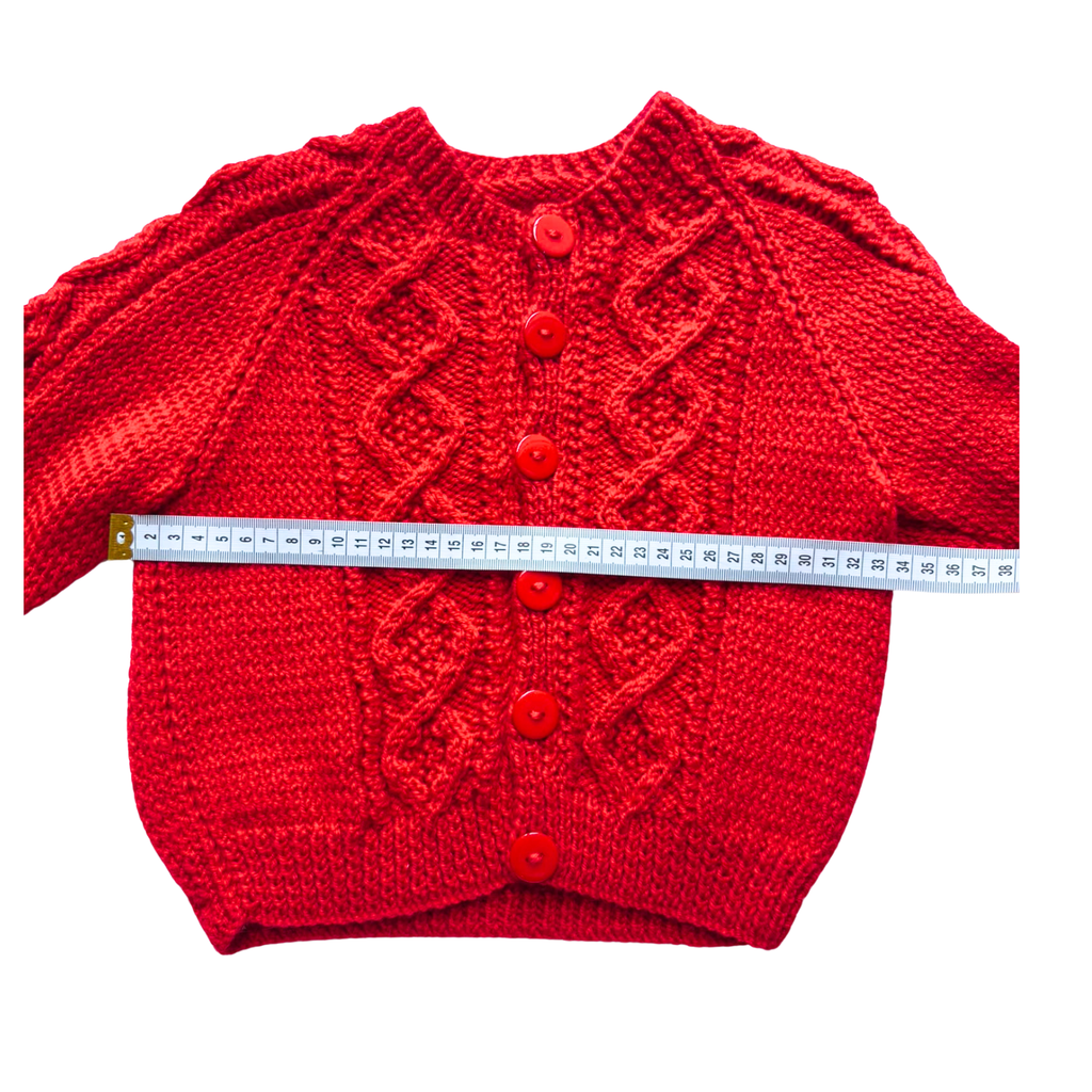 Red 1-2 Years Hand-Knit Cardigan