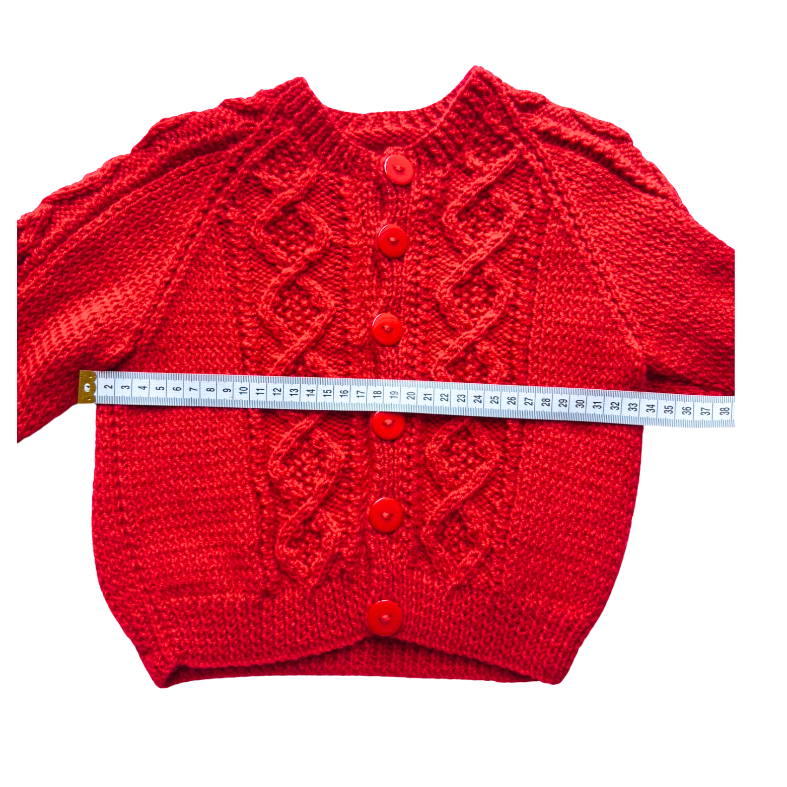 Red 1-2 Years Hand-Knit Cardigan