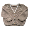 Beige 3-6 Months Hand-Knit Cardigan