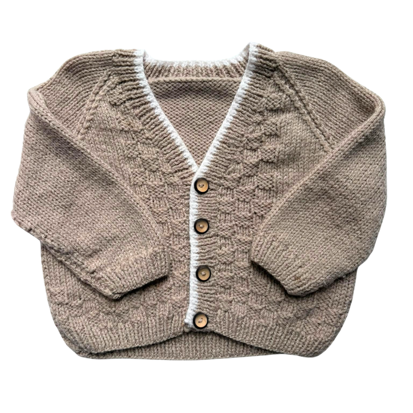 Beige 3-6 Months Hand-Knit Cardigan