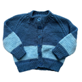 Two Tone Blue 6-9 Months Hand-Knit Cardigan