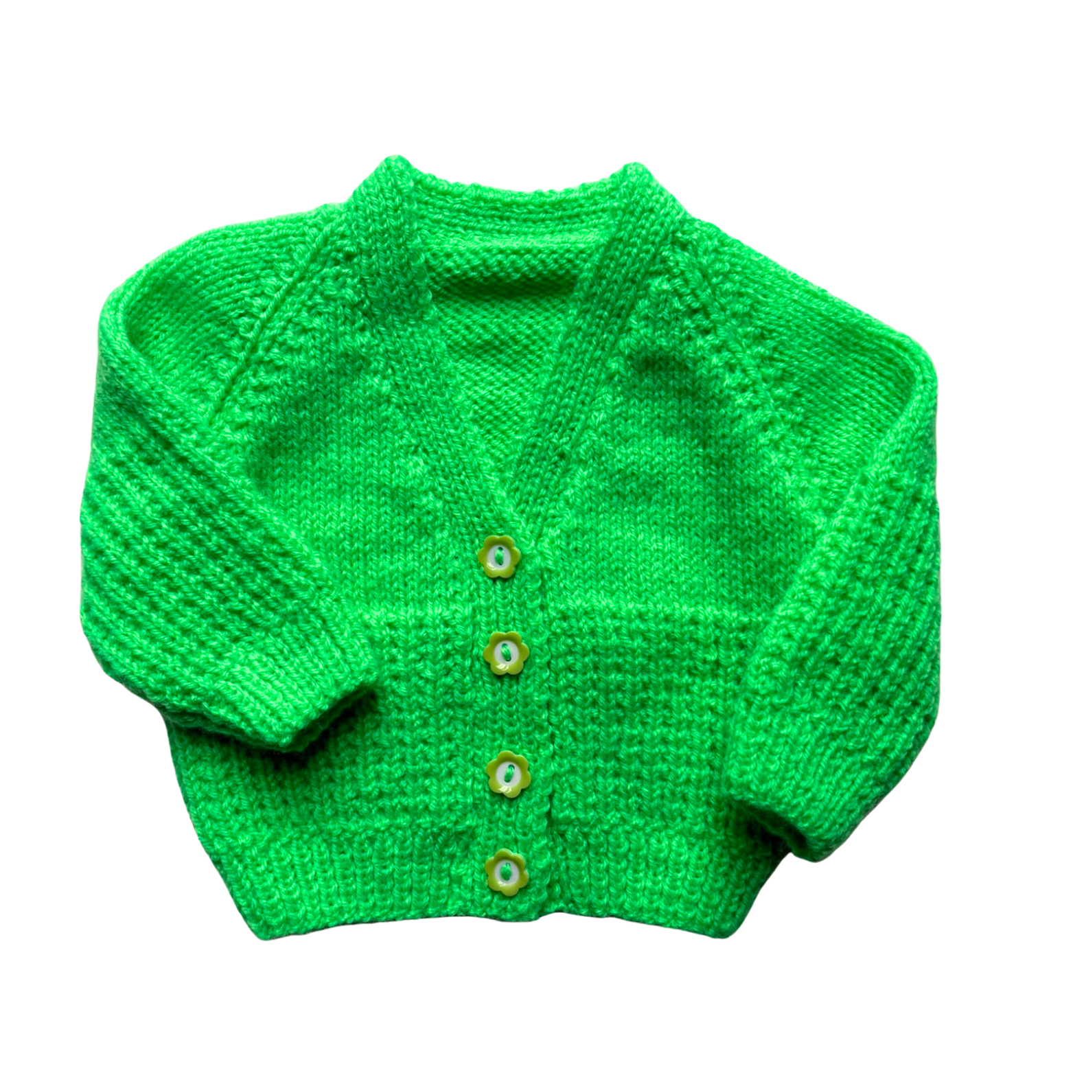 Neon Green Months Hand-Knit Cardigan