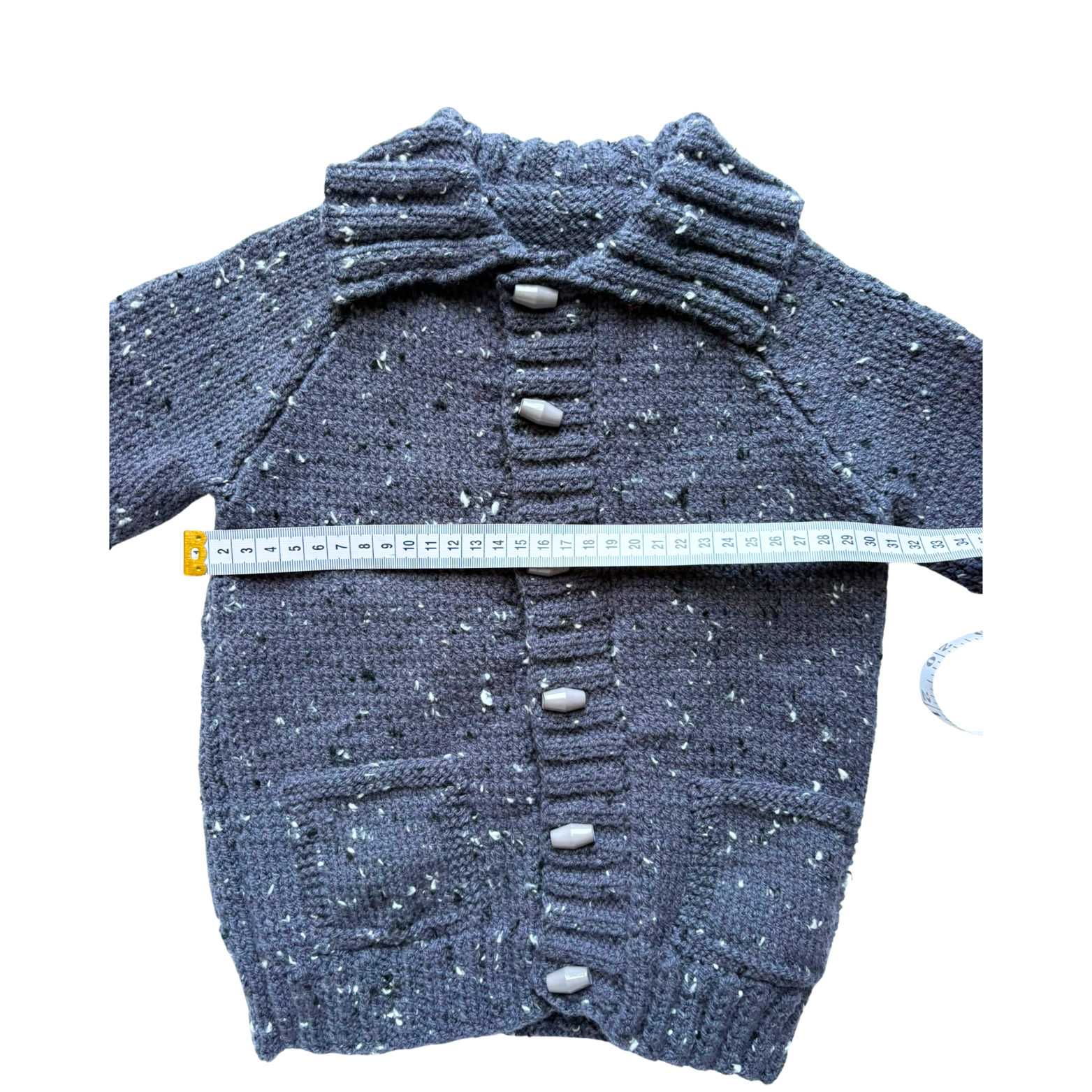 Grey with Flecks 2-3 Years Hand-Knit Cardigan