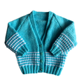 Blue and White 3-6 Months Hand-Knit Cardigan