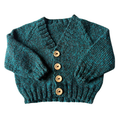 Navy Fleck 6-9 Months Hand-Knit Cardigan